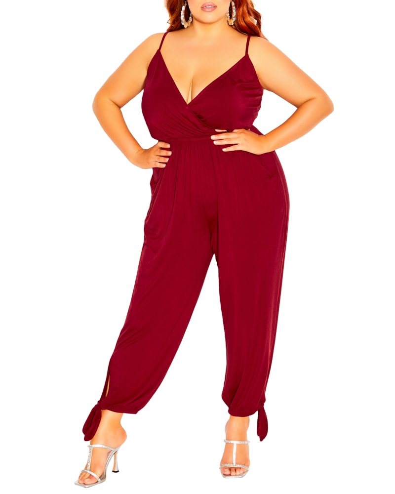 Plus size model wearing Red Rory Ankle-Tie Jumpsuit by CCX | Dia&Co | dia_product_style_image_id:191059